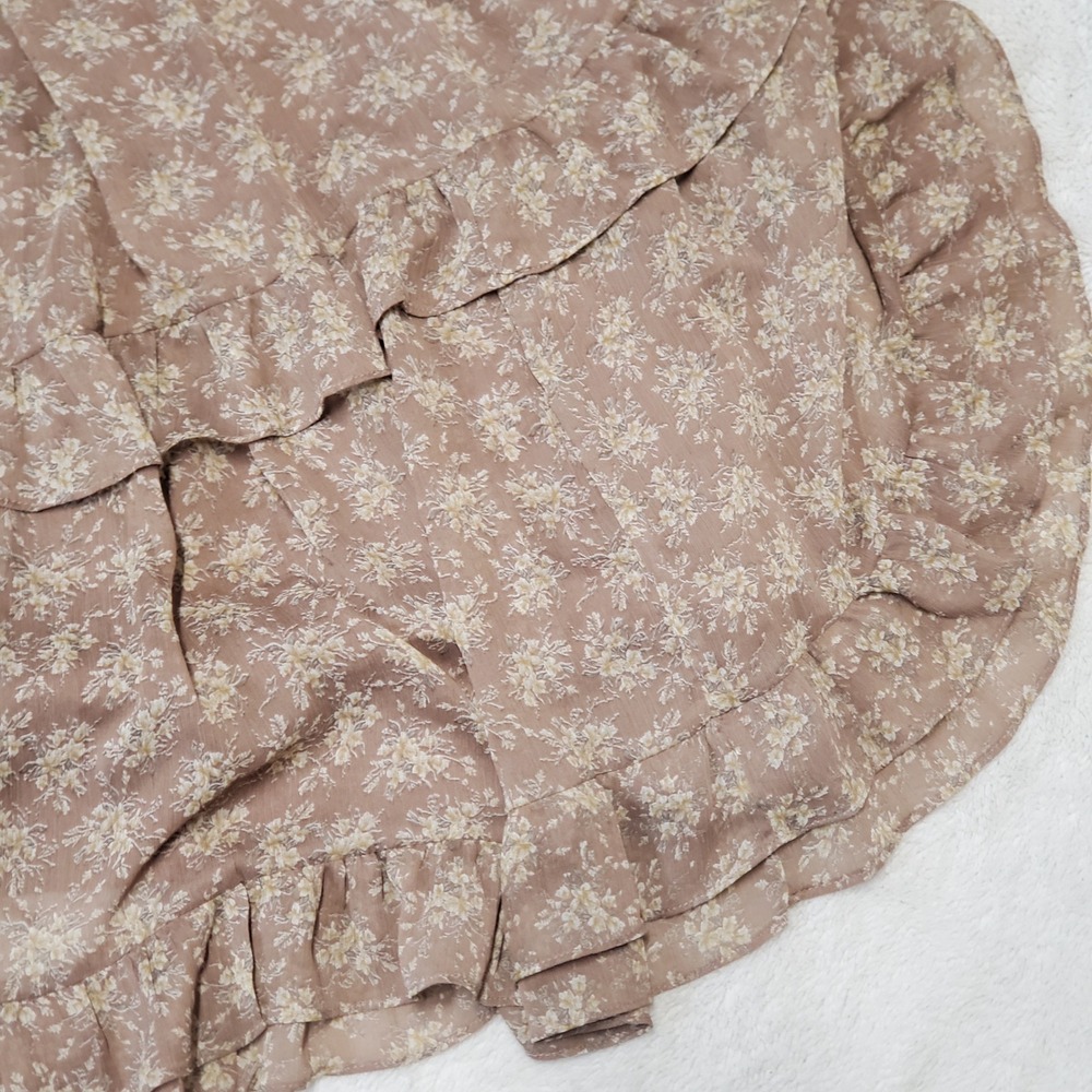 Petal & Pup Beige Floral Ruffle Tiered Dress Small Cottagecore Romantic Feminine - Picture 5 of 13